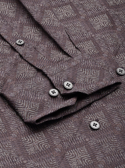 Manhattan Slim Fit Printed Pure Cotton Formal Shirt