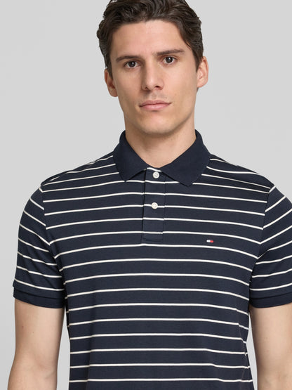 Regular fit polo shirt made of pure cotton in navy