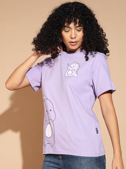 Lavender Graphic Round Neck T-shirt
