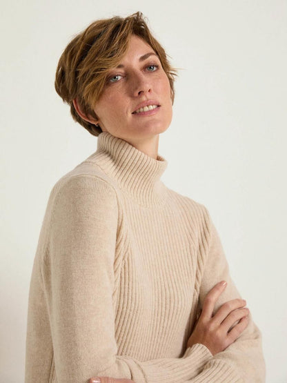 Ribbed knit dress made of virgin wool and cashmere