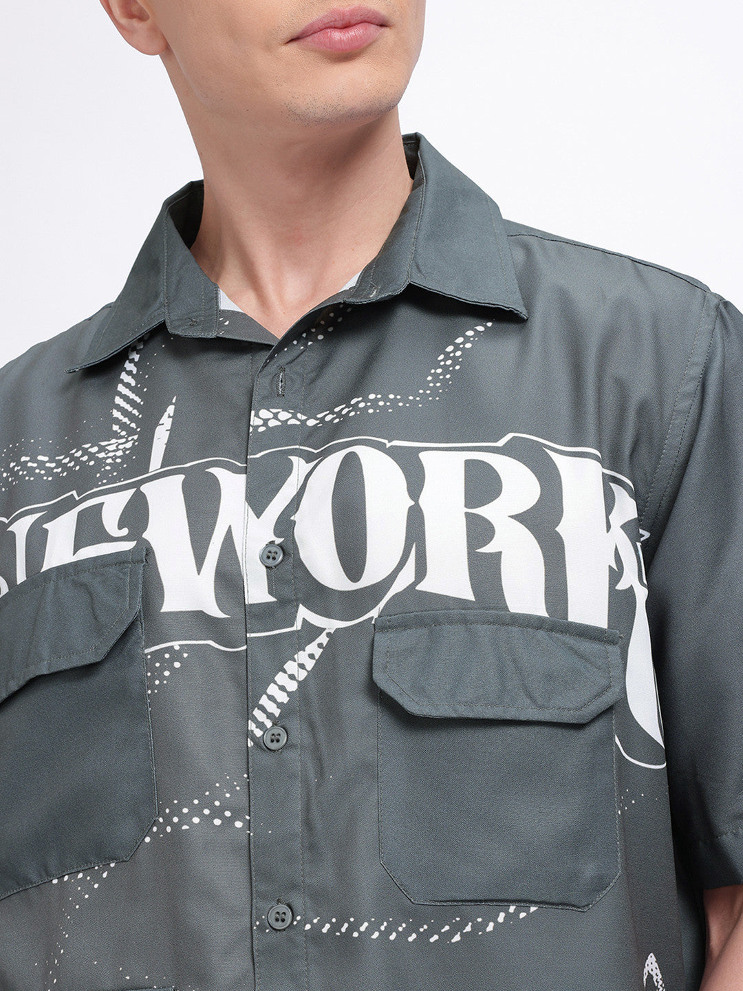 Utility Pockets Printed Relaxed Fit Shirt