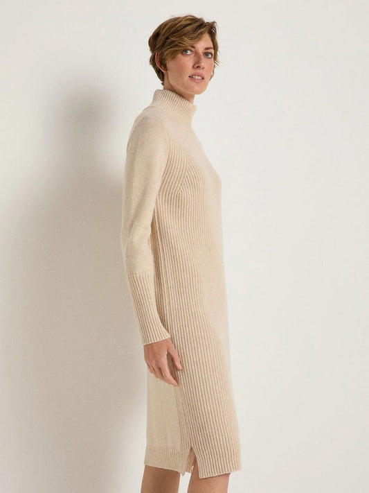 Ribbed knit dress made of virgin wool and cashmere
