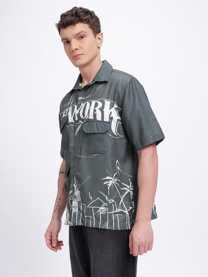 Utility Pockets Printed Relaxed Fit Shirt