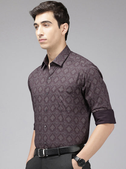 Manhattan Slim Fit Printed Pure Cotton Formal Shirt