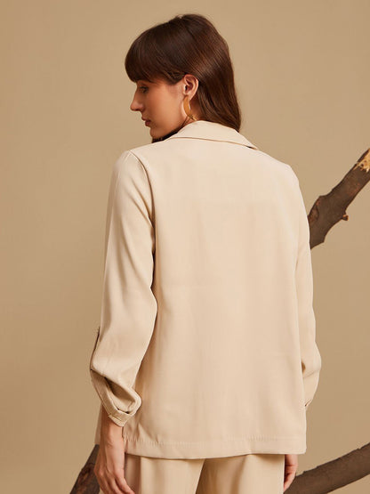 Notched Lapel Open Front Formal Blazer