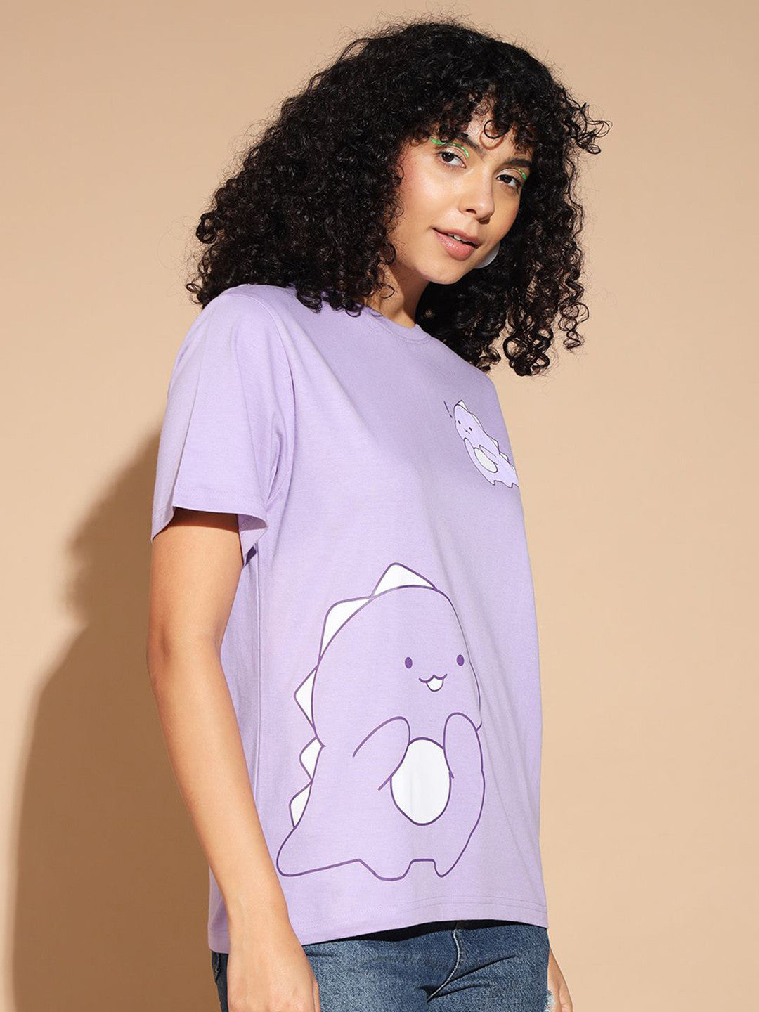 Lavender Graphic Round Neck T-shirt