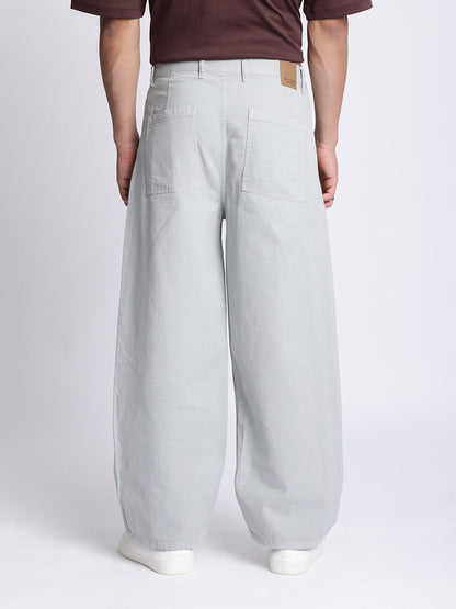 Men Baggy Fit Pleated Chinos Trousers