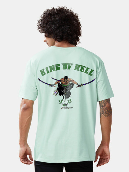 Unisex Zoro Anime Printed Cotton Oversized T-shirt