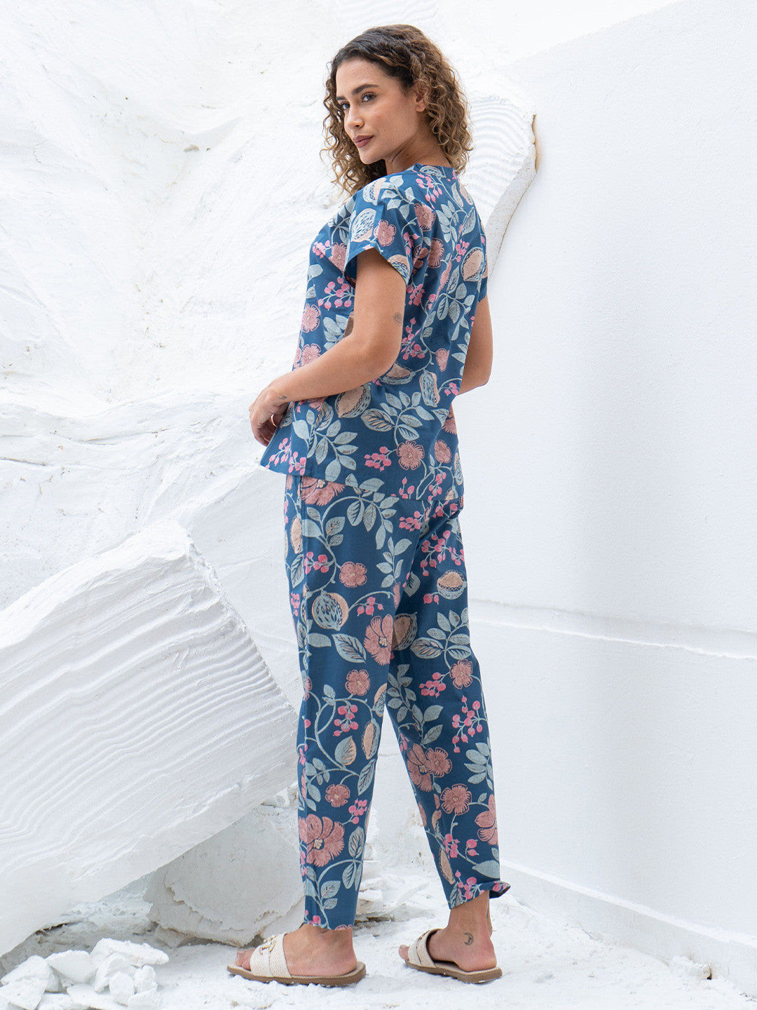 Printed Pure Cotton Top With Trousers Co-Ords