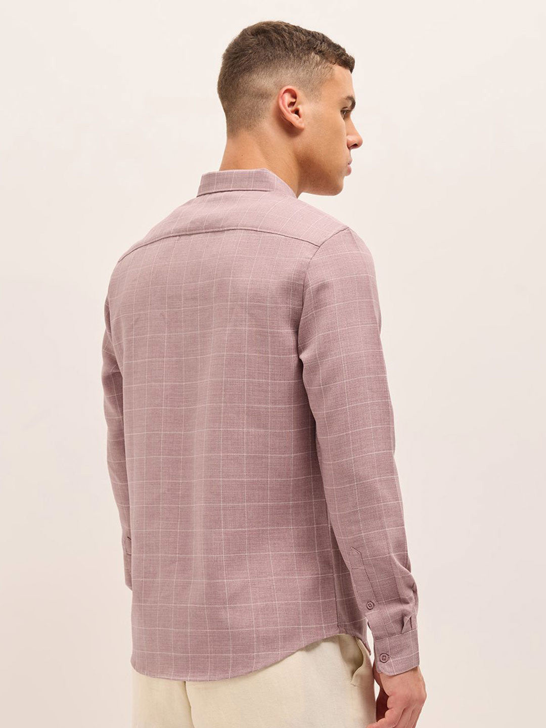 Men Slim Fit Checked Button-Down Collar Casual Shirt