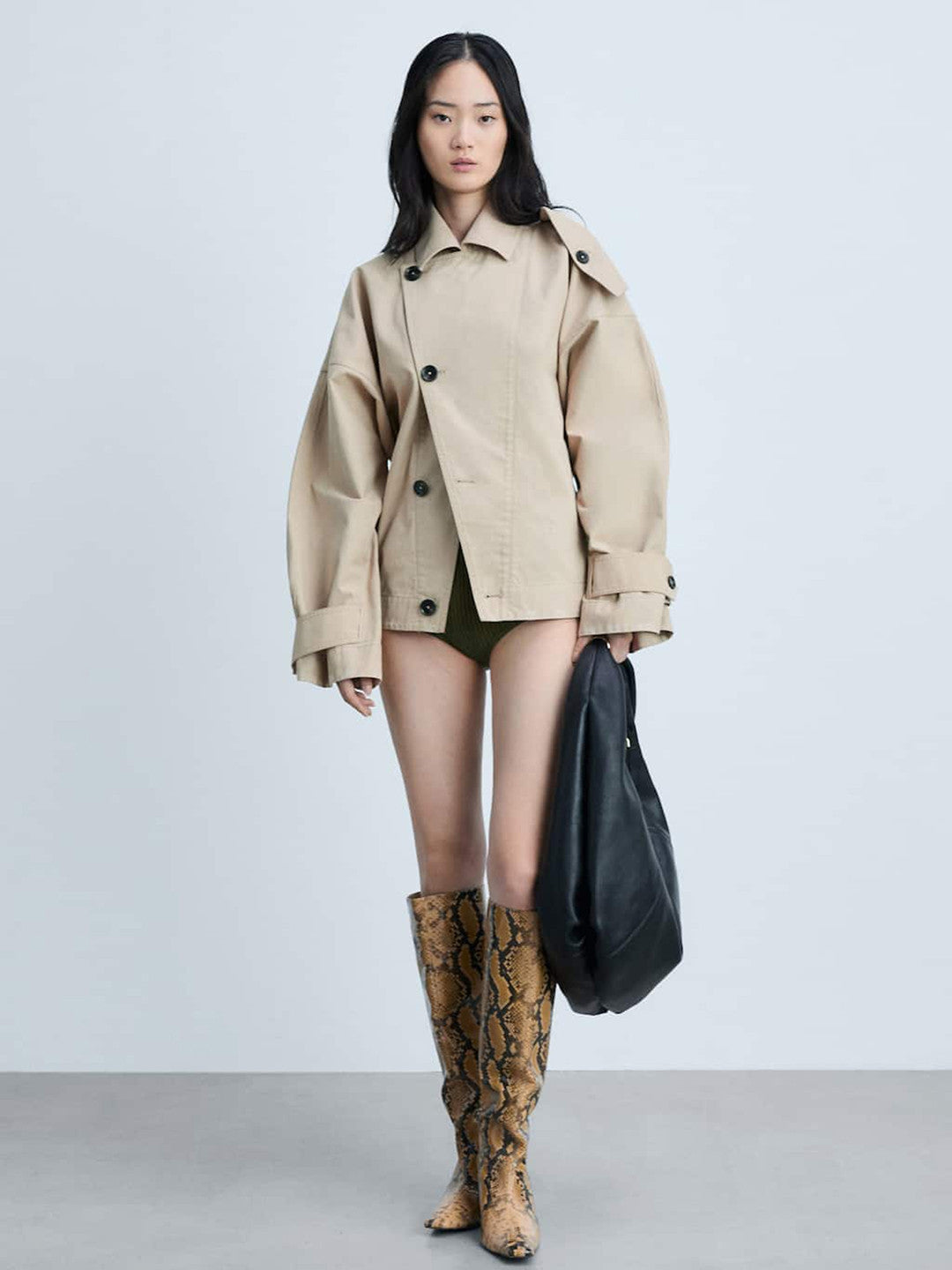 Double-Breasted Shoulder Tabs Coat