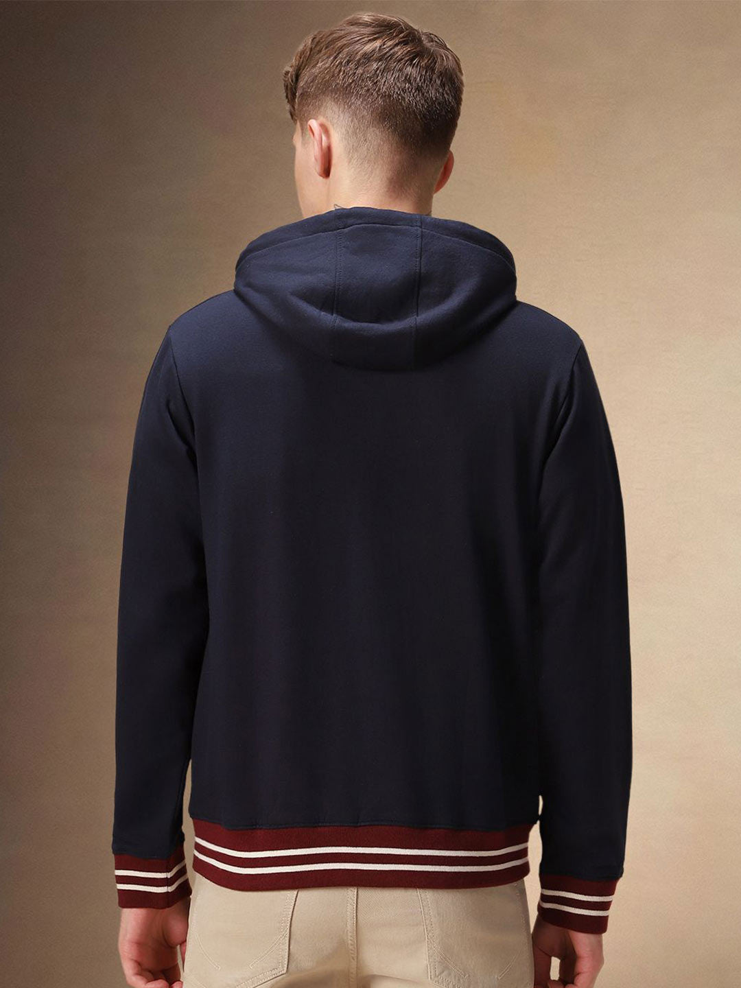 Men Long Sleeves Hooded Front-Open Sweatshirt
