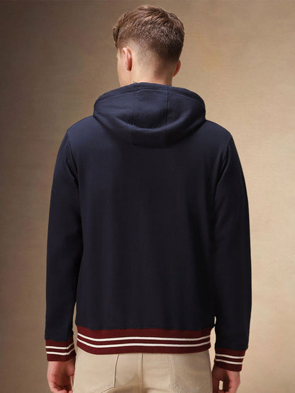 Men Long Sleeves Hooded Front-Open Sweatshirt