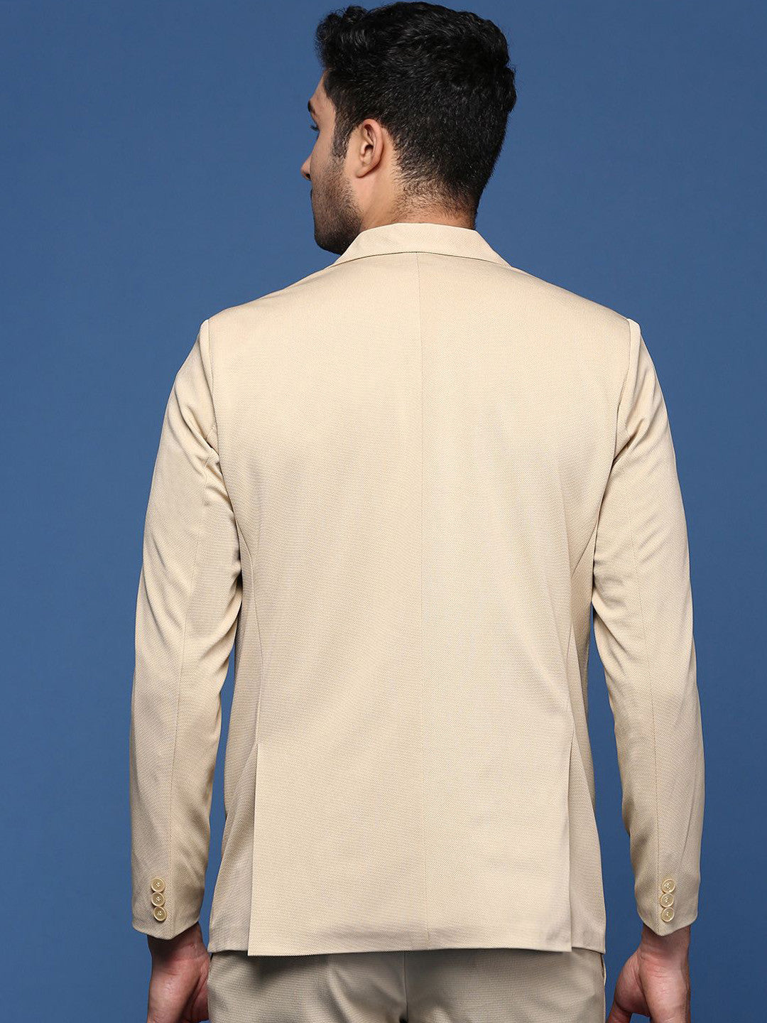 Notched Lapel Slim Fit Single Breasted Cotton Blazer