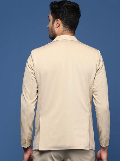 Notched Lapel Slim Fit Single Breasted Cotton Blazer