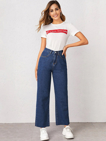 Women Navy Blue Jean Straight Fit High-Rise Stretchable Jeans