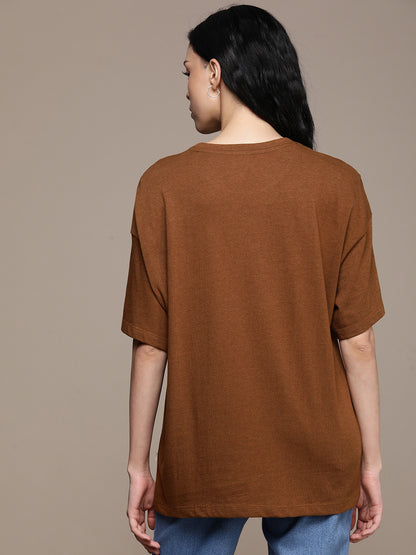 The Life Co. Typography Printed Drop-Shoulder Sleeves Oversized T-shirt