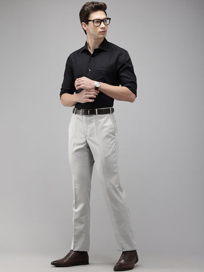 Men Textured Formal Trousers
