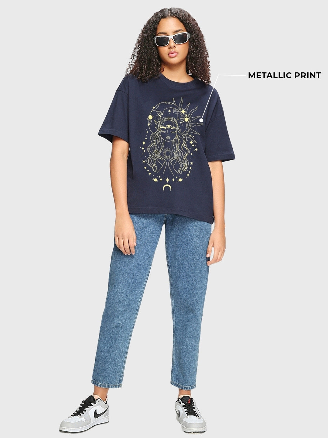 Graphic Printed Drop-Shoulder Sleeves Oversized Fit Cotton T-shirt