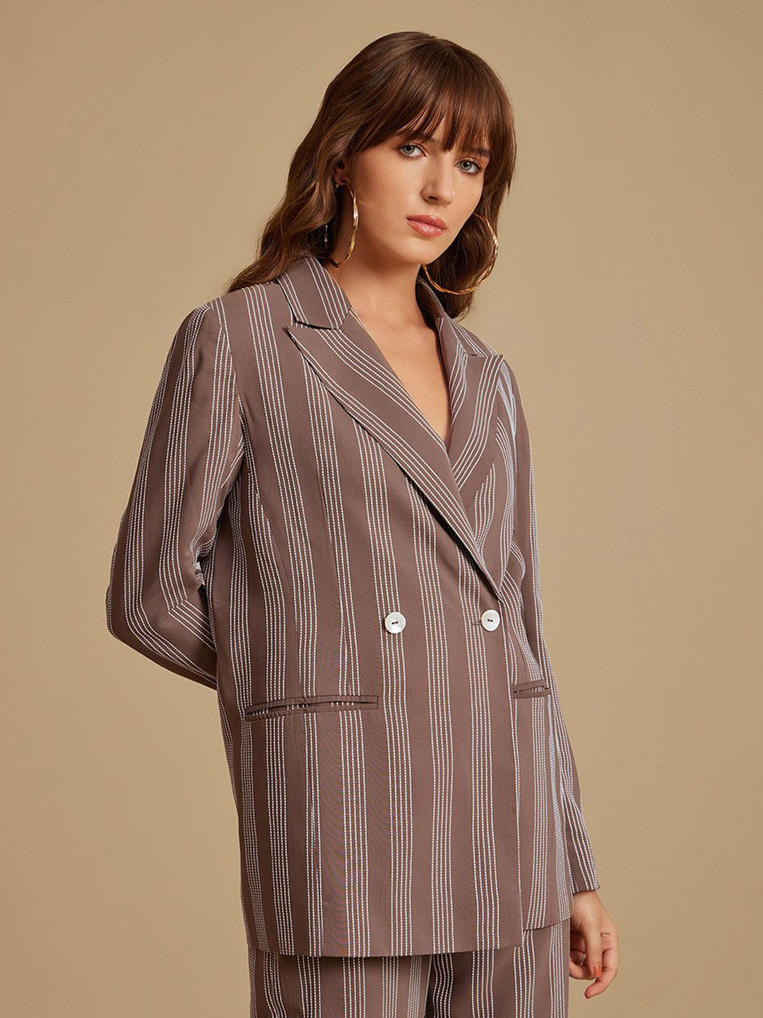 Self Design Oversized-Fit Double-Breasted Blazers