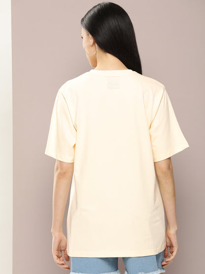 Women Graphic Printed Embossed Oversized T-shirt