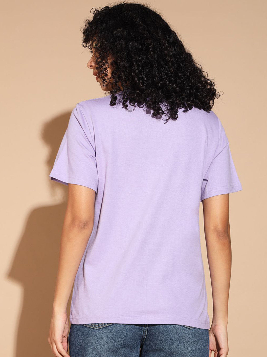 Lavender Graphic Round Neck T-shirt