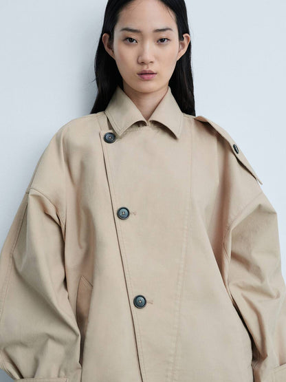 Double-Breasted Shoulder Tabs Coat