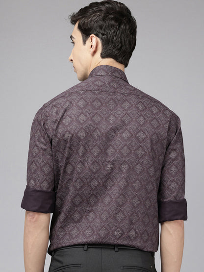 Manhattan Slim Fit Printed Pure Cotton Formal Shirt