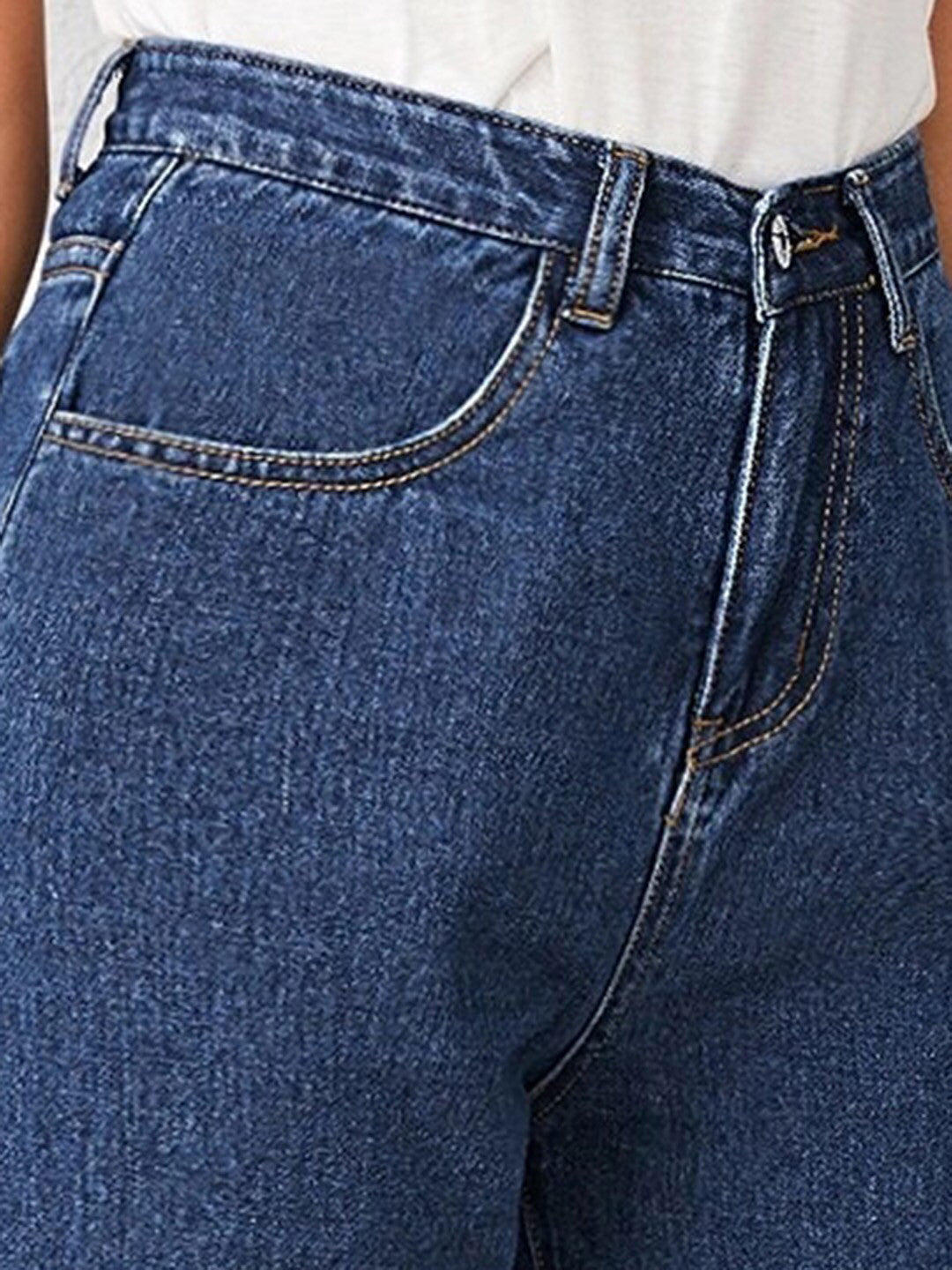 Women Navy Blue Jean Straight Fit High-Rise Stretchable Jeans