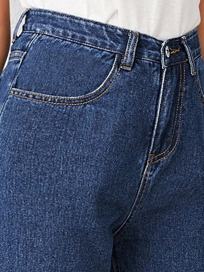 Women Navy Blue Jean Straight Fit High-Rise Stretchable Jeans