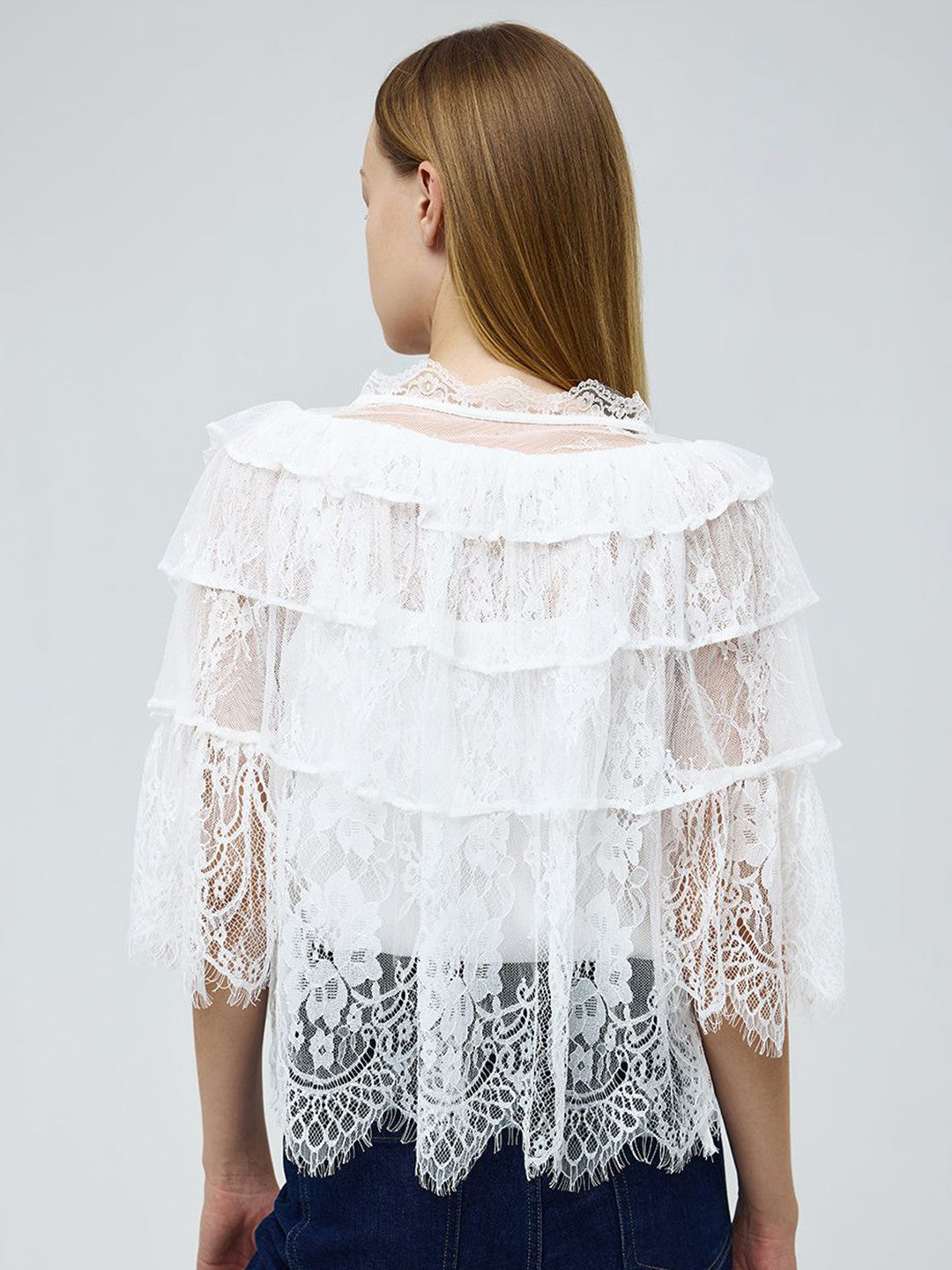 Slit Sleeve Lace Top