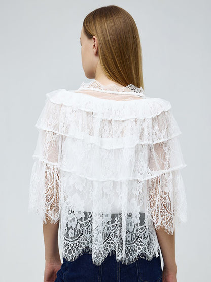 Slit Sleeve Lace Top