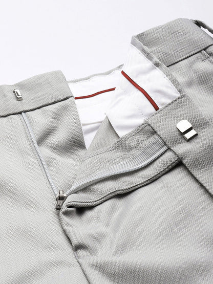 Men Textured Formal Trousers