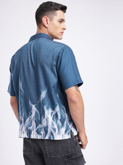 Relaxed Fit Typography Printed Casual Shirt