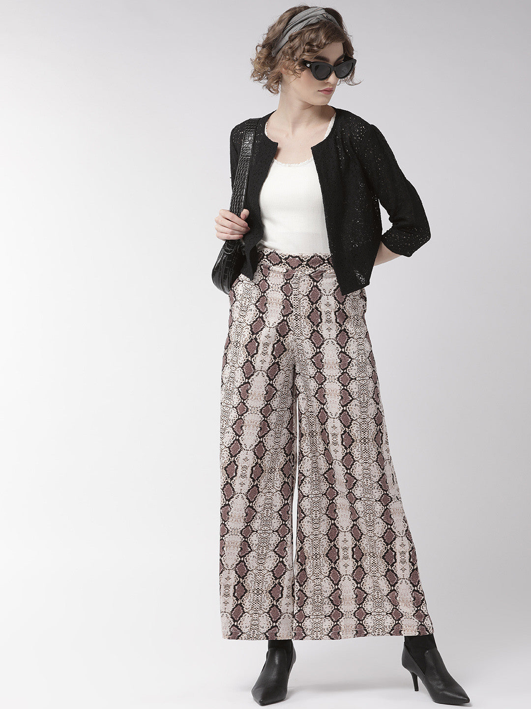 Women Black Self Design Open Front Crop Shrug