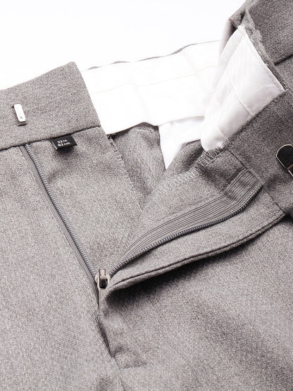 Men Skinny Fit Self Design Formal Trousers