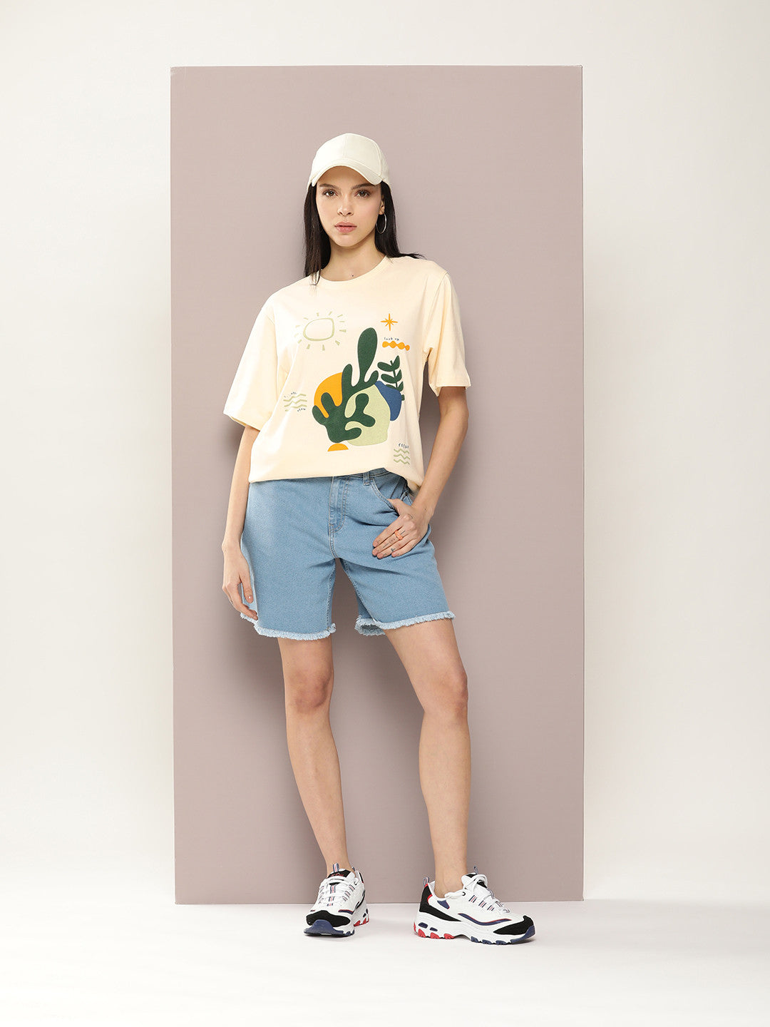 Women Graphic Printed Embossed Oversized T-shirt