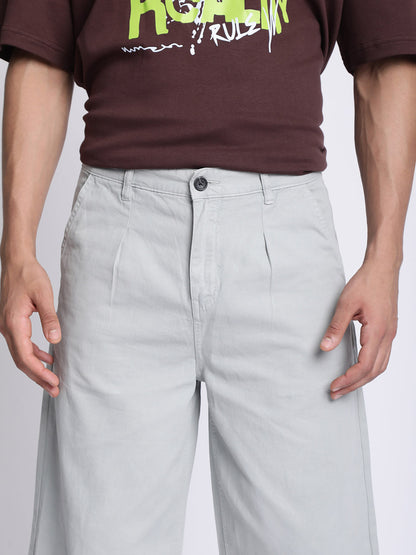 Men Baggy Fit Pleated Chinos Trousers