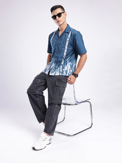 Relaxed Fit Typography Printed Casual Shirt