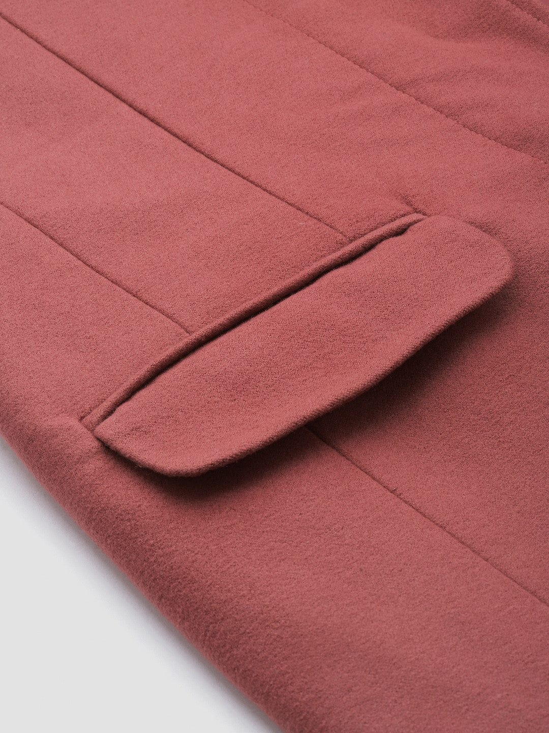 Women Rust Red Solid Longline Tailored Jacket