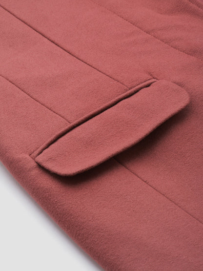 Women Rust Red Solid Longline Tailored Jacket