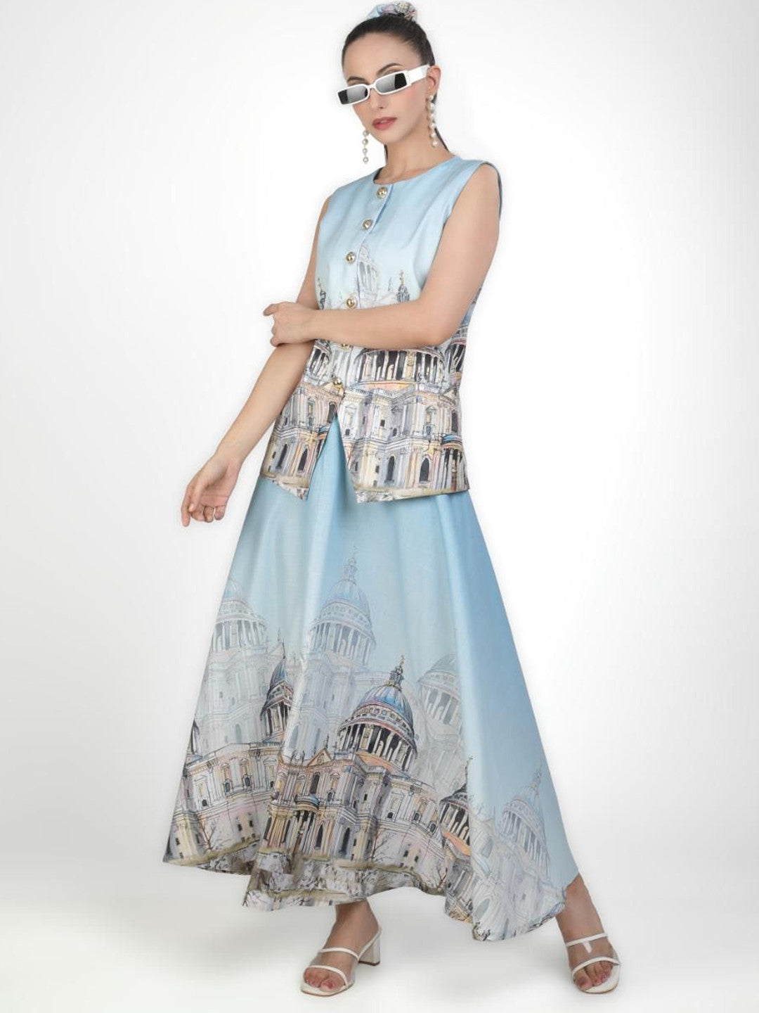 Women Graphic Print Linen Top