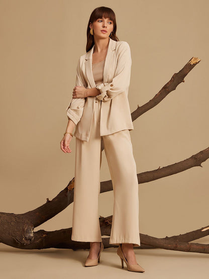 Notched Lapel Open Front Formal Blazer