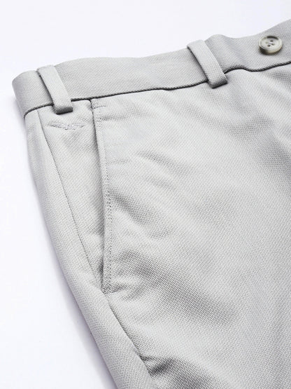 Men Textured Formal Trousers