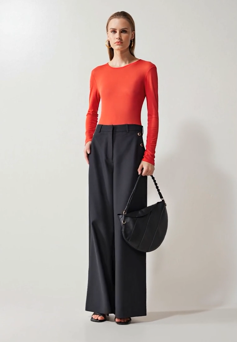 Women’s Black High-Waist Wide-Leg Trousers