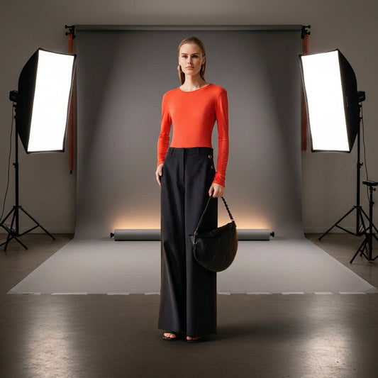 Women’s Black High-Waist Wide-Leg Trousers