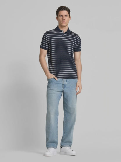 Regular fit polo shirt made of pure cotton in navy