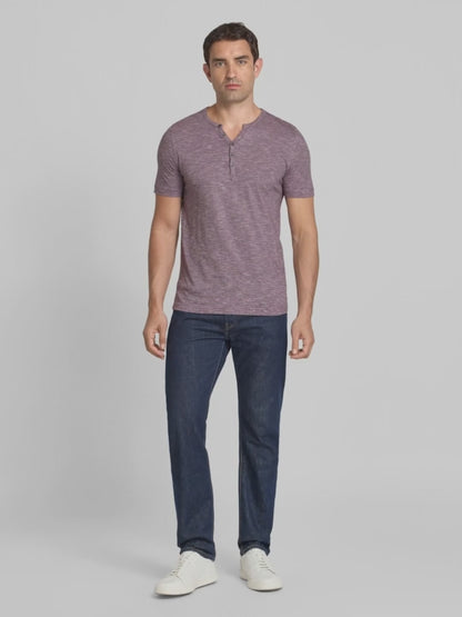 T-shirt with short button placket in purple
