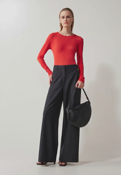 Women’s Black High-Waist Wide-Leg Trousers