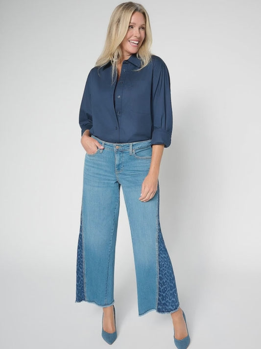Wide Leg Jeans with Contrast Sideseam Gusset